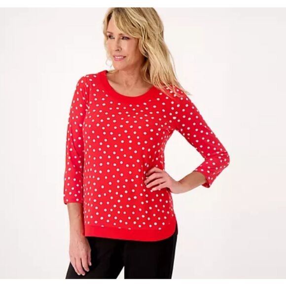 Susan Graver Color Block Liquid Knit Tunic 3/4 Sleeve Tulip Hem Blouse Sz 3X - Picture 9 of 9